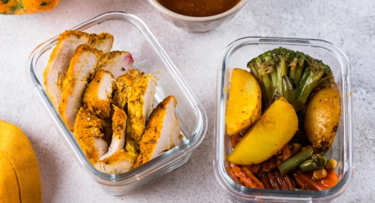Holiday leftovers in resealable containers.